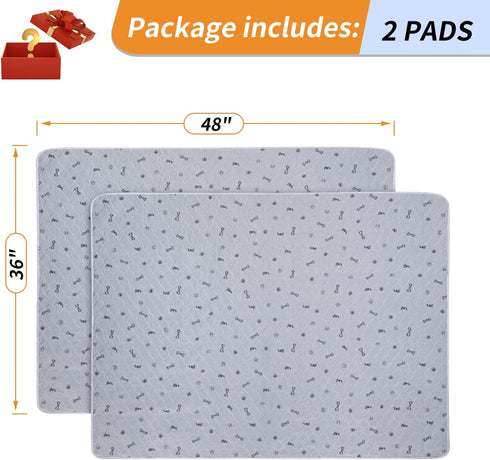 2 Pack,Absorbent -36x48 Washable Puppy Pads Washable Pee Pads for Dogs, Reusable Whelping Pads, Non-Slip Pet Mats Floor