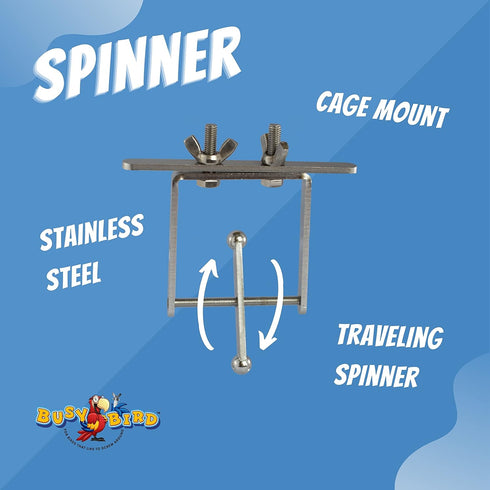 Stainless Steel Spinner Bird Toy - Durable Puzzle Enrichment Toy for Medium to Large Birds, Bird Cage Accessories