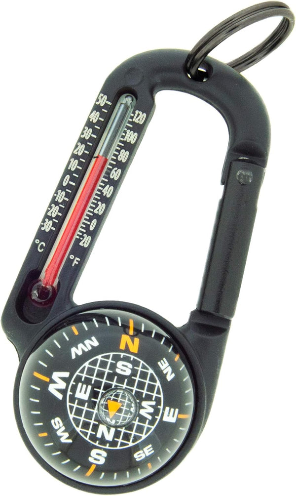 Sun Company TempaComp Ball Compass and Thermometer Carabiner, Hiking, Backpacking, Camping Accessory