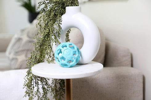 (3 Inch JW Pet HOL-ee Roller, Dog Toy Puzzle Ball, Natural Rubber, Small Diameter), Blue