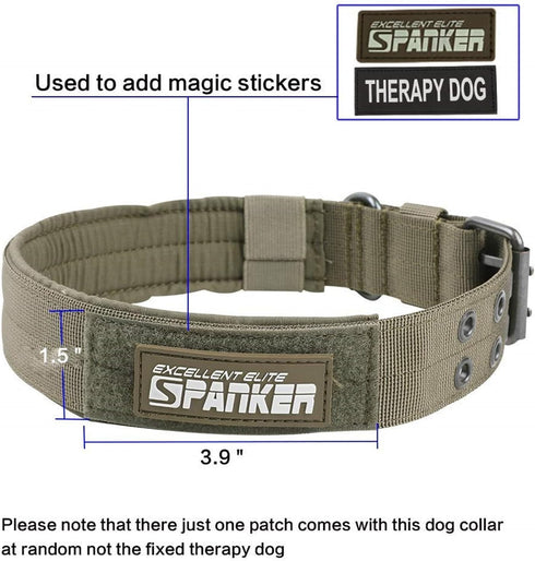 EXCELLENT ELITE SPANKER 1.5" Width Military Dog Collar - Adjustable Metal D Ring & Buckle Working Dog Collar (Ranger