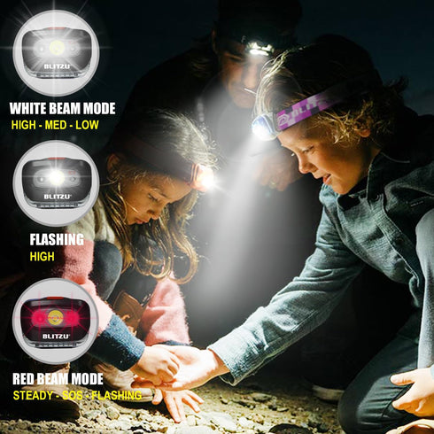 LED Headlamp Flashlight for Adults & Kids - Lightweight, Waterproof with White & Red Light, Perfect for Running &