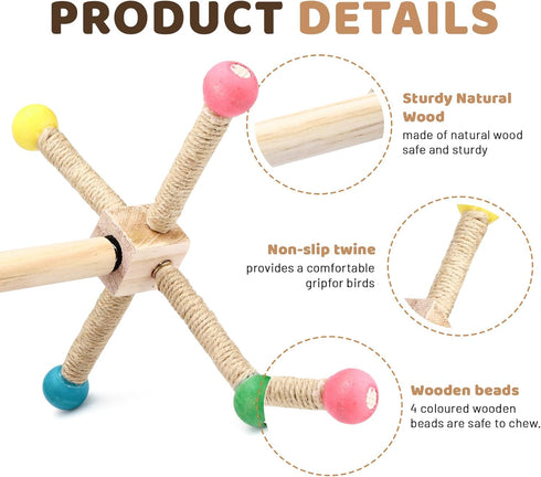 Chihutown Rotating Bird Stand Perch Toy, Natural Wood Spinning Parakeet Toy, Fun Wheel Parrot Toys for Parrot, Bird