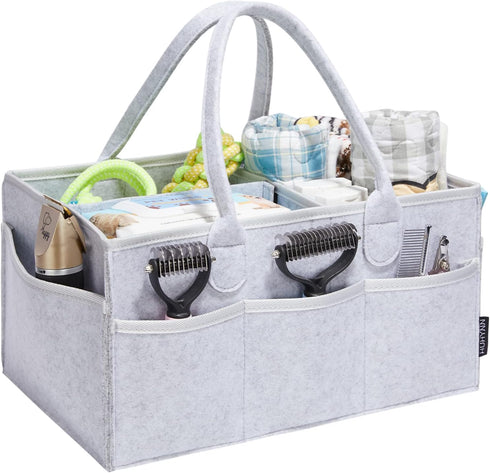 Pet Grooming Tote Bag, Organizer for Dog Grooming Supplies for Travel Outdoor (Bag ONLY) (Silver Grey)