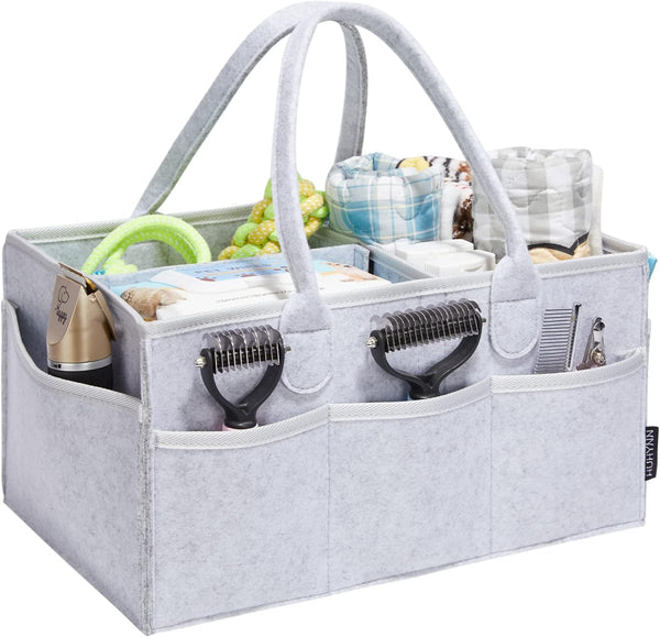 Pet Grooming Tote Bag, Organizer for Dog Grooming Supplies for Travel Outdoor (Bag ONLY) (Silver Grey)