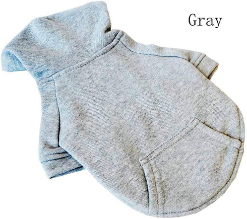 Lovelonglong Blank Basic Hoodie Sweatshirt for Dogs - 100% Cotton, Fits Small Medium Dachshund, Large Dog, Gray D-L