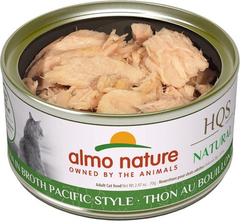 almo nature HQS Natural Wet Cat Food, Tuna in Broth, 2.47 oz (Pack of 24) - Pacific Style
