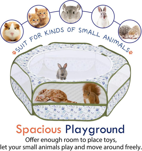 3 Pawaboo Small Animals Playpen, Waterproof Small Pet Cage Tent with Zippered Cover, Portable Outdoor Yard Fence