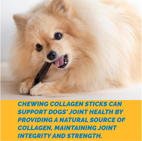 6 Inch Beef Collagen Sticks for Dogs - Rawhide Free Long Lasting Chew Treats for Large Dogs, 25 Count