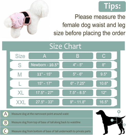 Female Dog Diapers - Premium Reusable Diapers for Doggie in Heat - Highly Absorbent Dog Diapers Female for Pet