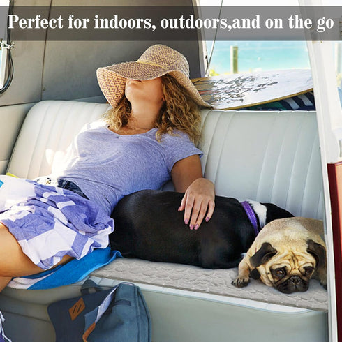 Washable Dog Cooling Mat, Ice Silk Self Cooling Pad Blanket for Indoor & Outdoor Car Seats, Light Grey (40x28 in)