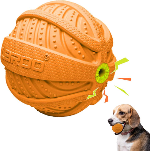 LaRoo Squeaky Dog Ball Toy, Durable Natural Rubber Chew Toy for Small Medium Large Dogs, Floating Training (3.5In