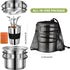 Stainless Steel Camping Cookware Mess Kit, Backpacking Cooking Set with Mini Stove for Outdoor Use