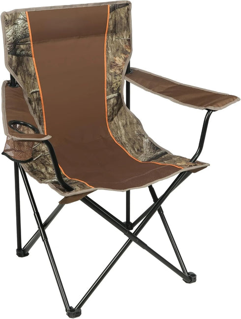 CLMSTE Soft Arm Camo Quad Camp Chair with Cupholder, Adult