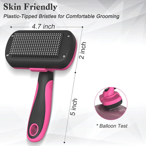 Self-Cleaning Pet Grooming Brush, Skin-Friendly Deshedding Tool for Dogs & Cats, Removes Loose Hair and Tangles