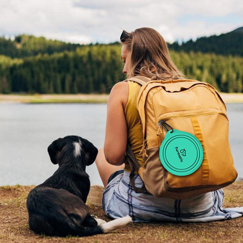 Portable Collapsible Dog Bowl - Food Grade Silicone, Large Capacity, Easy to Wash, Ideal for Outdoor Camping (Green)