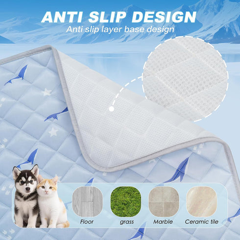 Summer 21"x27" Dog Cooling Mat, Cooling Mat for Dogs, Breathable Dog Bed with Non-Slip Design, Portable & Washable Pet