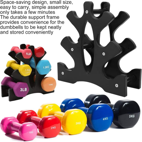 Home Workout Dumbbell Rack, 3 Tier Organizer Bracket for Weights, Tree Shape Dumbbell Display Hanger