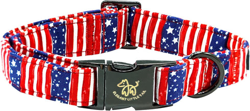 Independence Day Elegant Little Tail Dog Collar, Adjustable Holiday Pet Collar for Small Medium Large Dogs, Patriotic