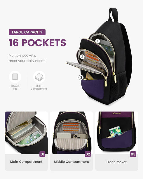 Backpack Daypacks LOVEVOOK Sling Bag for Women, Sling Crossbody Bag Convertible, Small Diaper Bag Hiking