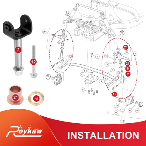 Roykaw Kingpin Repair Kit Compatible with Club Car Precedent 2004-up Gas/Electric Golf Cart, Replaces OEM #103638601