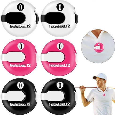 Frienda Mini Golf Score Counter Clicker, 6 Pieces, Simple Attachment Scorekeeper up to 12 Shots with One Touch Reset