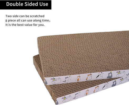 8 Packs Cat Scratch Pad, Reversible Cardboard Scratcher for Indoor Cats to Sleep, Play, and Grind Claws