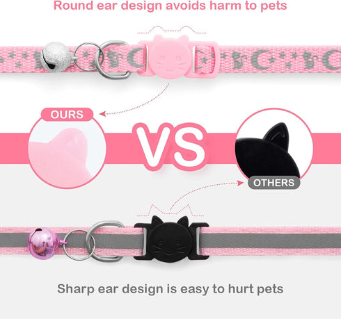 2 Pack Breakaway Cat Collars & 2 Pcs Name Tags,Reflective Safety Kitten Collar with Bell,for Girl Boy Male Cats,Adjustable 7''-12'', Personalized ID Tag,Pet Supplies,Accessories