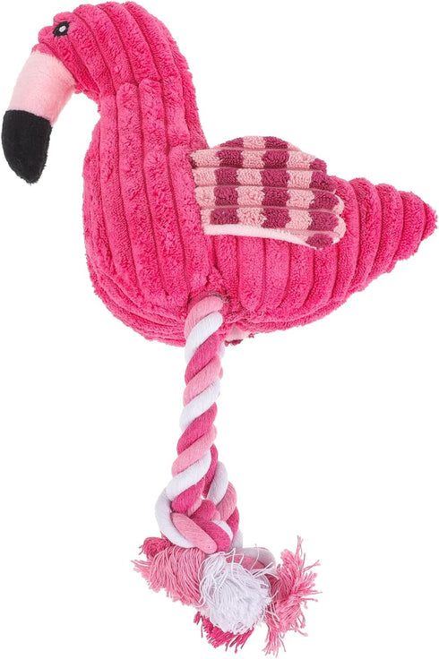 Mipcase Dogman Chew Toys - Small Flamingo Squeaky Toy, Indestructible Cotton Rope Plush Toy for Dogs