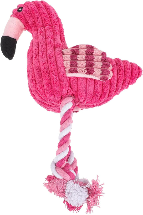 Mipcase Dogman Chew Toys - Small Flamingo Squeaky Toy, Indestructible Cotton Rope Plush Toy for Dogs