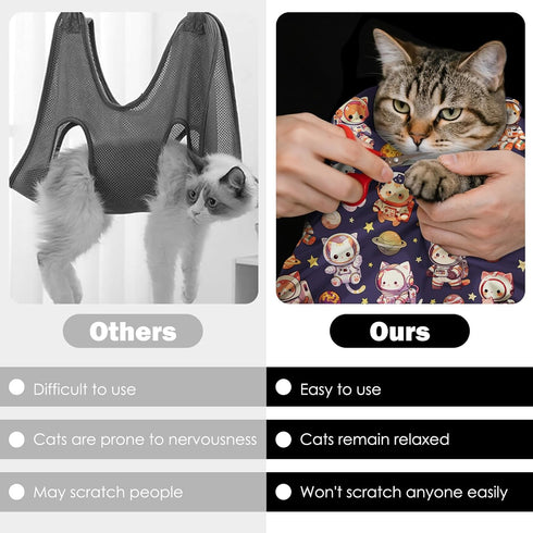27.6"Cat Tool(6-10 lbs) Grooming Wrap, Self Adhesive Cat Wrap for Cutting Nails, Anti-Escape Calming Cat Swaddle Wrap