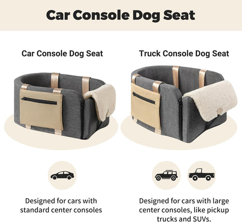 Dog Car Seat Cat Carrier, Booster Seat on Car Armrest, Travel Bags for Cats Dogs with Easy Carrying Strap