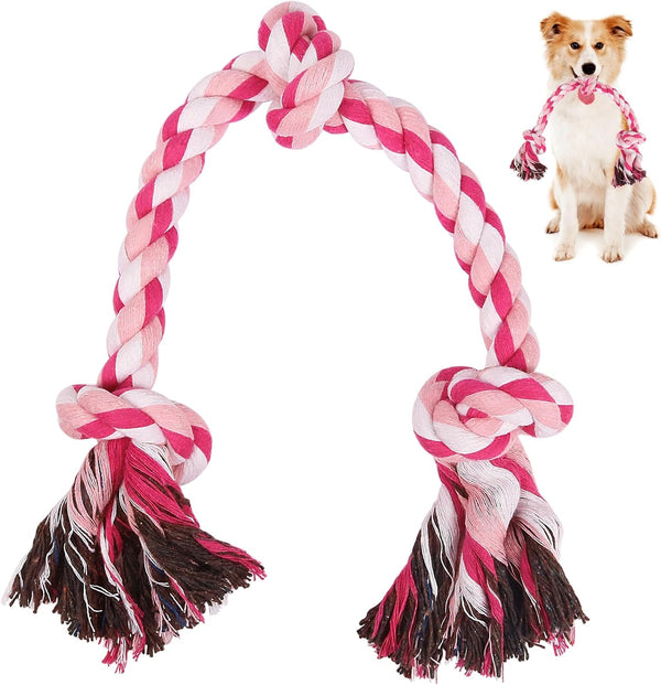 Dog Rope Toys - 3 Knots Chew Rope Toy for Small, Medium, and Large Dogs, Natural Cotton Pull Rope for Tug of War and