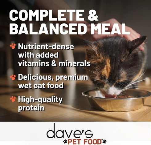 Dave's Pet Food Grain Free Wet Cat Food, Turkey, 12.5 oz Cans, Case of 12, Made in USA with Added Vitamins
