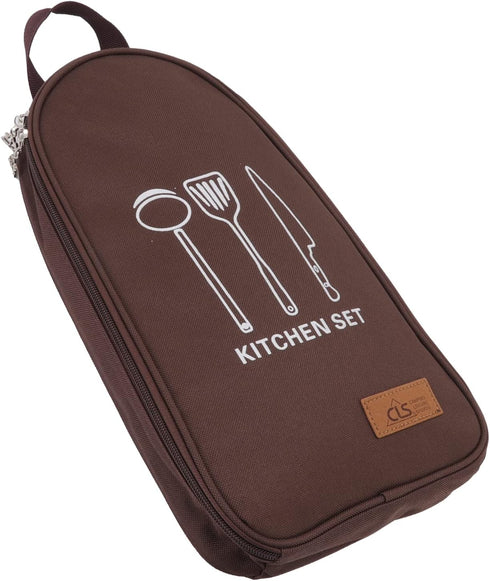 TOPINCN Cooking Utensils, Pouch Polyester Fabric Camping Cookware Travel Storage Bag, Outdoor Large Space Cookware Kit