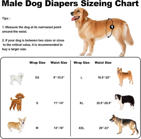 Pack 3, Washable Male Dog Diapers Reusable, Premium Belly Bands for Male Dogs, of High Absorbing Extra Extra Large Male