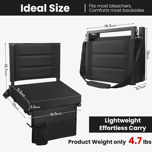 Stadium Seats with Back Support, Portable Bleacher Chairs with Back and Cushion, Thick Padded Bleacher Seat