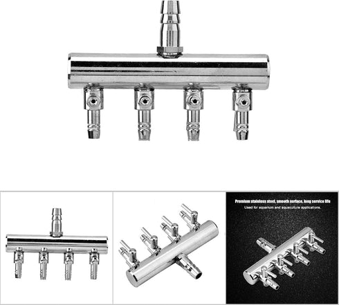 Aquarium Air Flow Valves, Stainless Steel 4 Way T Shaped Control Valve Pump for Fish Tank Accessories