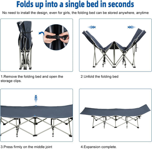 sexaoalx Foldable Camping Cot for Adult, Folding Chaise Lounge Chair for Indoor Outdoor, Outdoor Sleeping Cot Bed