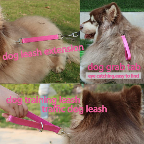 Traffic Dog Leash, Pet Dog Training Leash with Grab Handle and Training Tab (Rosered & Purple)