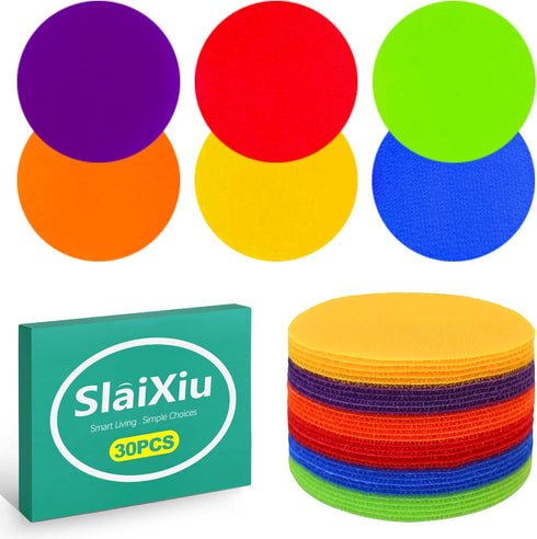 slaixiu 30PCS 4" Rubber Floor Dots - Non-Slip Gym Circles for Kids Agility