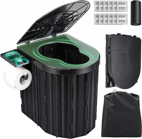 Sckee Camping Toilet, Portable Toilet for Adults, Portable Travel Folding Toilet with