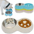 Dog Slow Eating & Drinking Bowl, Stainless Steel Interactive Slow Feed Bowl for French Bulldog, White.