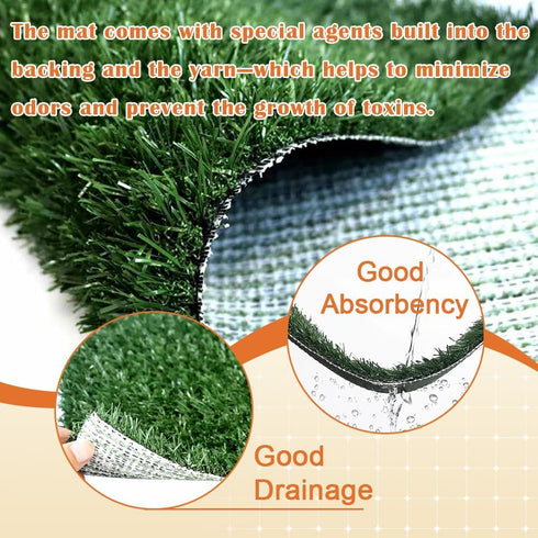 Dog Grass Pad with Tray 25"X20", Artificial Grass for Potty Training, Indoor Outdoor Dog Pee Grass Litter Box