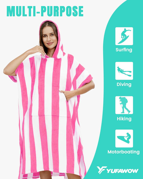 Men Women Hooded Towel Changing Wearable Cloth Swimsuit Bikini Coverup Dry Robe Bathing Swim Parka Jacket Suit Dress