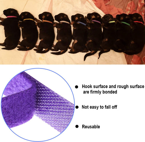30 Pcs Puppy ID Collar Whelping Newborn Pet Collars, Double-sided Soft Adjustable ID Bands for Dogs & Cats