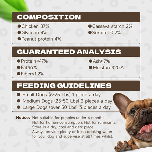 10.58oz Chicken Rings Dog Treats, Natural Chicken Breast Jerky Rawhide-Free Soft Chews Healthy Dog Training Treats