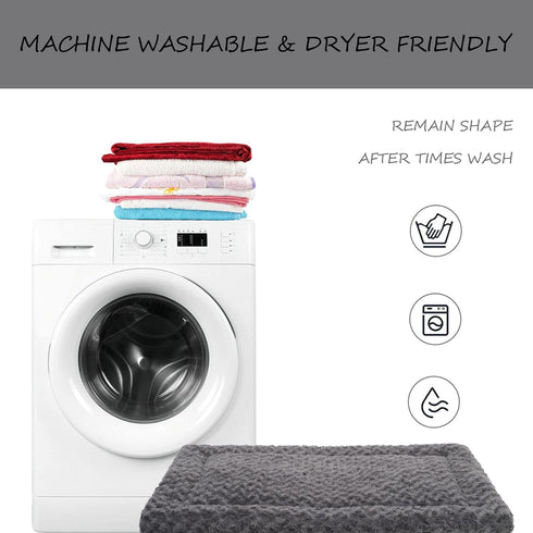 Washable Dog Bed Mat Reversible Crate Pad Soft Fluffy Mattress for Large Medium Small Dogs, 23 x 17 Inch