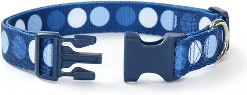 Mile High Life Nylon Puppy Dog Collar with Cute Patterns for Small/Medium/Large Dogs (A-Blue Dots, Small Neck 11"-15")
