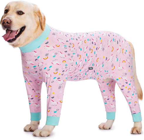 Pink Pony Surgery Recovery Suit for Dogs, Lightweight Onesie for Medium Large Dogs After Surgery, Full Belly